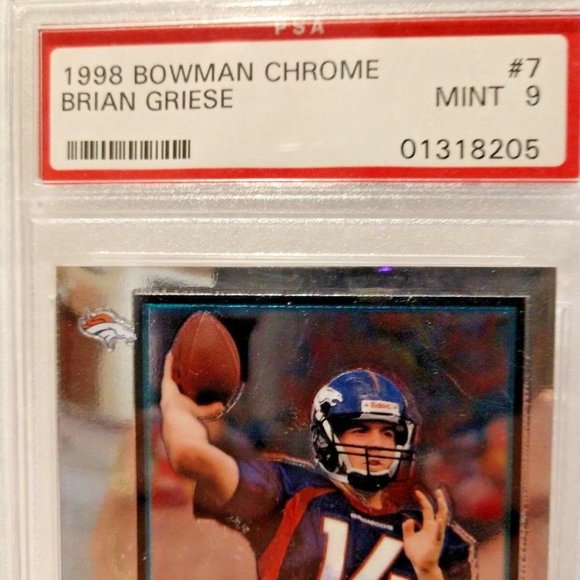 🏈1998 Bowman Chrome Brian Griese Card #7 Graded Mint 9 - Picture 3 of 13